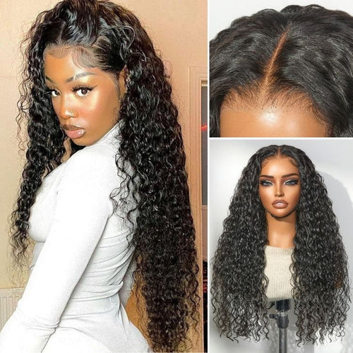 🔥2025 Hot Seller🔥 250% Density Water Wave Glueless Flexi-Fit Drawstring 13x4 Frontal Lace Fluffy Curly Wig Pre-Cut Lace