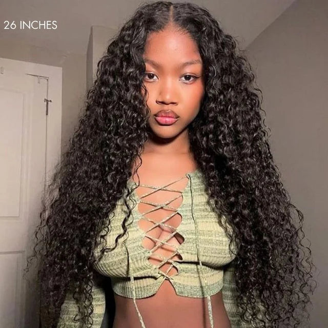 🔥2025 Hot Seller🔥 250% Density Water Wave Glueless Flexi-Fit Drawstring 13x4 Frontal Lace Fluffy Curly Wig Pre-Cut Lace