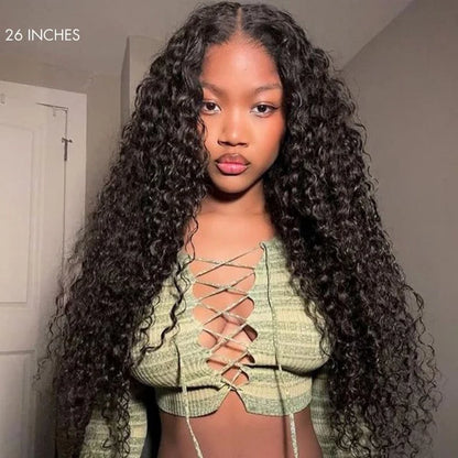 🔥2025 Hot Seller🔥 250% Density Water Wave Glueless Flexi-Fit Drawstring 13x4 Frontal Lace Fluffy Curly Wig Pre-Cut Lace