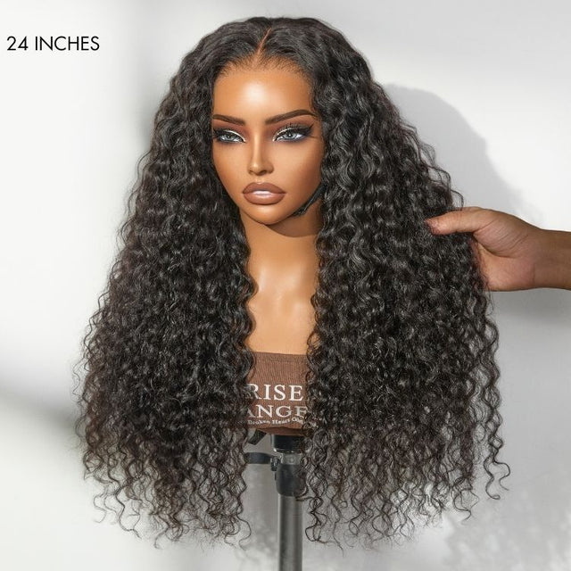 🔥2025 Hot Seller🔥 250% Density Water Wave Glueless Flexi-Fit Drawstring 13x4 Frontal Lace Fluffy Curly Wig Pre-Cut Lace