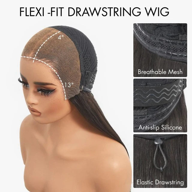 🔥2025 Hot Seller🔥 250% Density Water Wave Glueless Flexi-Fit Drawstring 13x4 Frontal Lace Fluffy Curly Wig Pre-Cut Lace