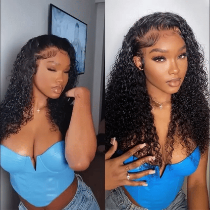 🔥2025 Hot Seller🔥 250% Density Water Wave Glueless Flexi-Fit Drawstring 13x4 Frontal Lace Fluffy Curly Wig Pre-Cut Lace